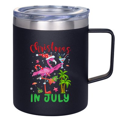 Christmas In July Flamingo Santa Summer Xmas 12oz Stainless Steel Coffee Mug