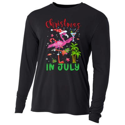 Christmas In July Flamingo Santa Summer Xmas Cooling Performance Long Sleeve Crew