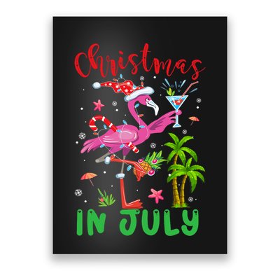 Christmas In July Flamingo Santa Summer Xmas Poster