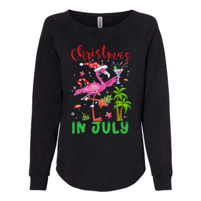 Christmas In July Flamingo Santa Summer Xmas Womens California Wash Sweatshirt