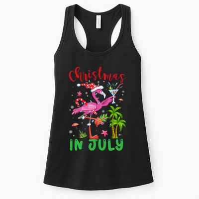 Christmas In July Flamingo Santa Summer Xmas Womens Tank Top