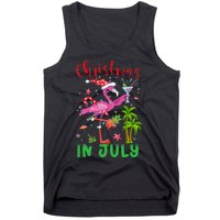 Christmas In July Flamingo Santa Summer Xmas Tank Top