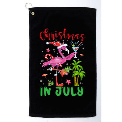 Christmas In July Flamingo Santa Summer Xmas Golf Towel