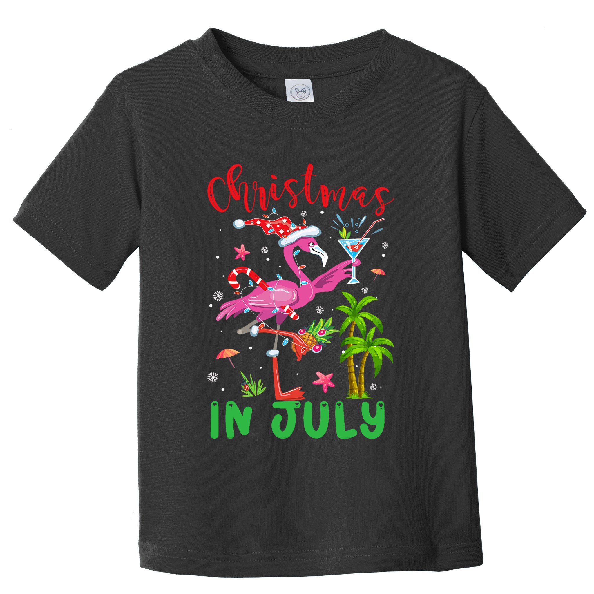 Christmas In July Flamingo Santa Summer Xmas Toddler T-Shirt