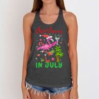 Christmas In July Flamingo Santa Summer Xmas Women's Knotted Racerback Tank