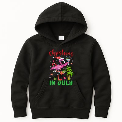 Christmas In July Flamingo Santa Summer Xmas Kids Hoodie