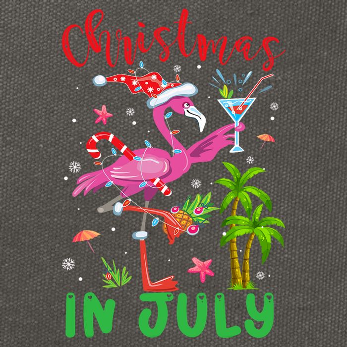 Christmas In July Flamingo Santa Summer Xmas Cotton Canvas Backpack