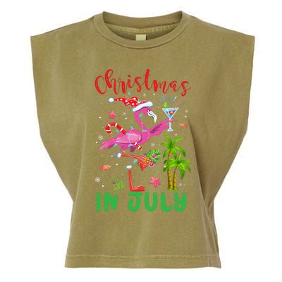 Christmas In July Flamingo Santa Summer Xmas Garment-Dyed Women's Muscle Tee