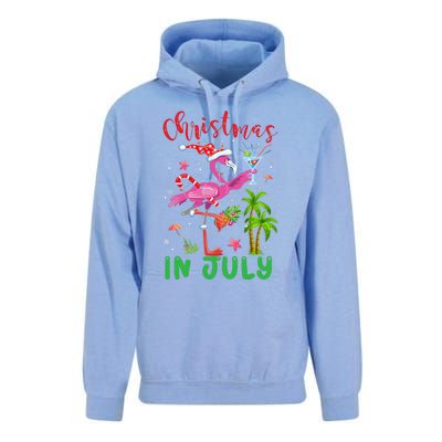 Christmas In July Flamingo Santa Summer Xmas Unisex Surf Hoodie