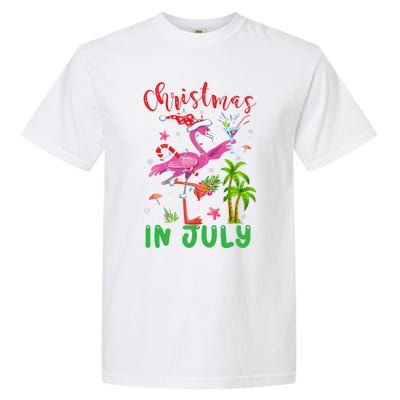 Christmas In July Flamingo Santa Summer Xmas Garment-Dyed Heavyweight T-Shirt