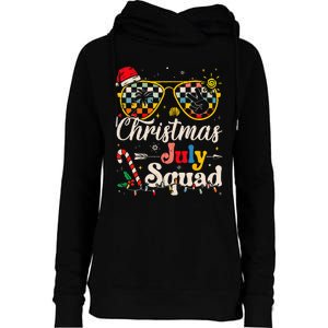 Christmas In July Squad Sunglasses Summer Beach Funny Xmas Womens Funnel Neck Pullover Hood