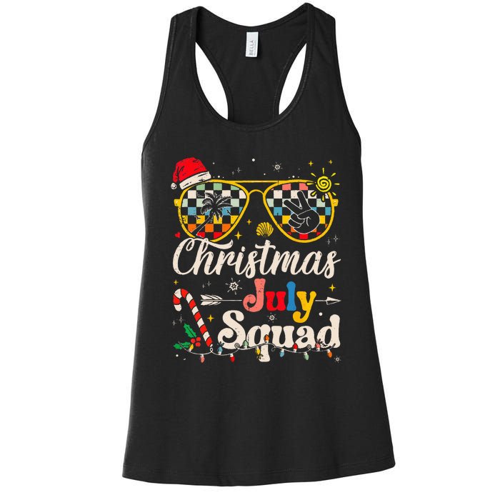 Christmas In July Squad Sunglasses Summer Beach Funny Xmas Women's Racerback Tank