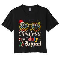 Christmas In July Squad Sunglasses Summer Beach Funny Xmas Women's Crop Top Tee