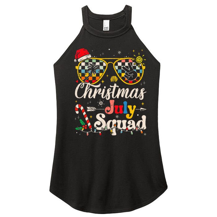 Christmas In July Squad Sunglasses Summer Beach Funny Xmas Women's Perfect Tri Rocker Tank