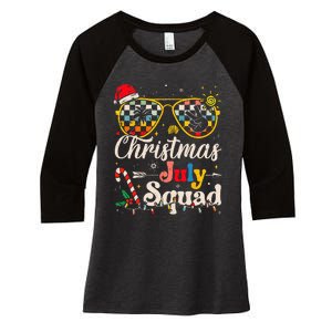 Christmas In July Squad Sunglasses Summer Beach Funny Xmas Women's Tri-Blend 3/4-Sleeve Raglan Shirt