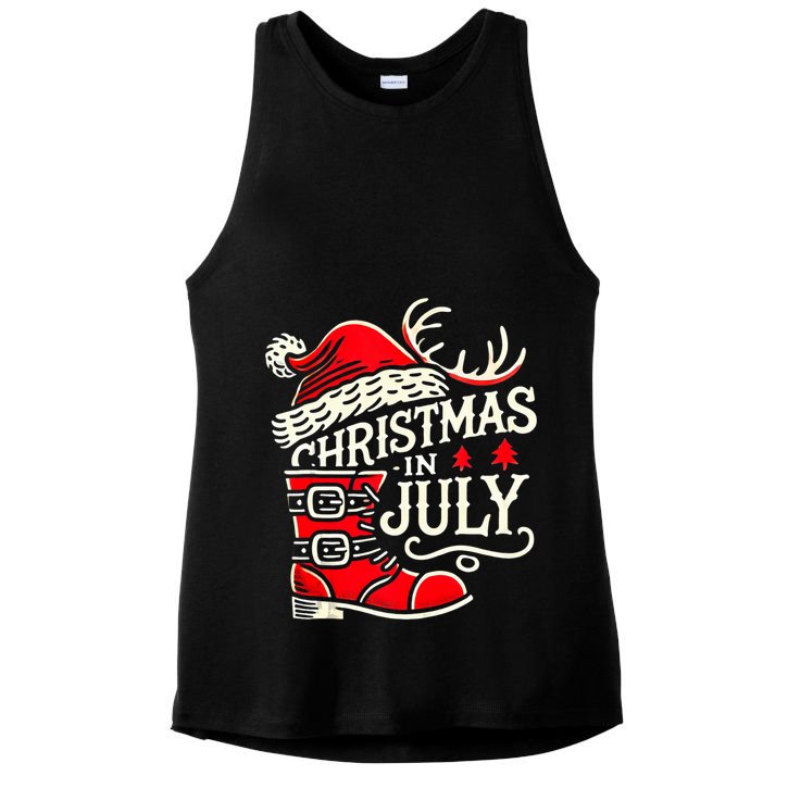 Christmas In July Funny Elf For Summer Xmas Delights Ladies PosiCharge Tri-Blend Wicking Tank