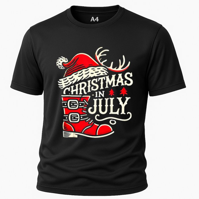 Christmas In July Funny Elf For Summer Xmas Delights Cooling Performance Crew T-Shirt