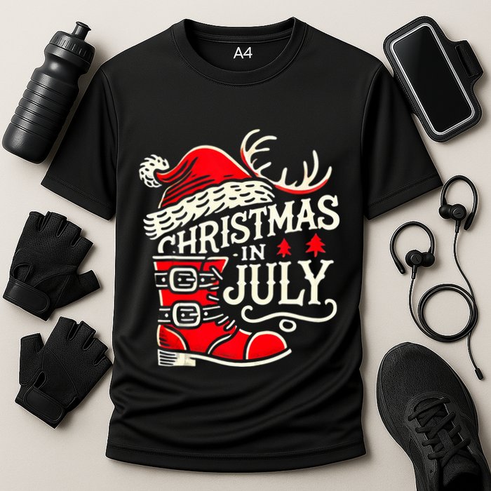 Christmas In July Funny Elf For Summer Xmas Delights Cooling Performance Crew T-Shirt