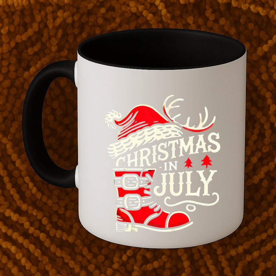 Christmas In July Funny Elf For Summer Xmas Delights Mug