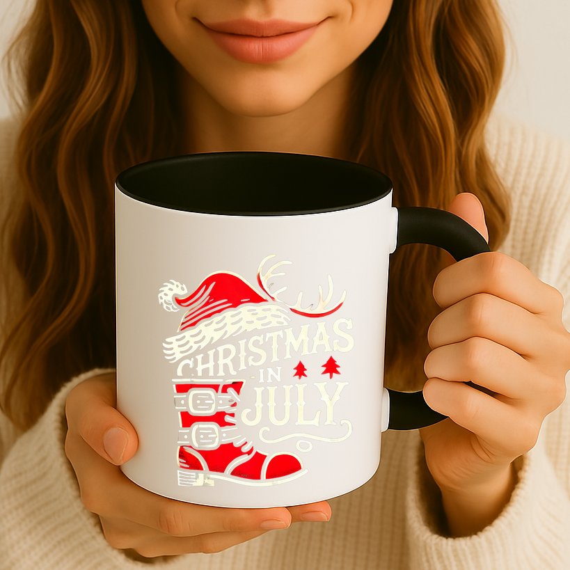 Christmas In July Funny Elf For Summer Xmas Delights Mug