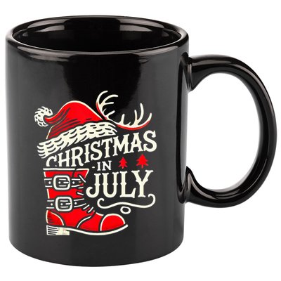 Christmas In July Funny Elf For Summer Xmas Delights 11oz C Handle Ceramic Mug
