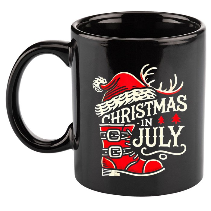 Christmas In July Funny Elf For Summer Xmas Delights 11oz C Handle Ceramic Mug