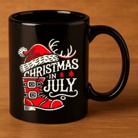 Christmas In July Funny Elf For Summer Xmas Delights 11oz C Handle Ceramic Mug