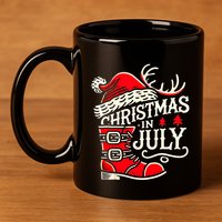 Christmas In July Funny Elf For Summer Xmas Delights 11oz C Handle Ceramic Mug