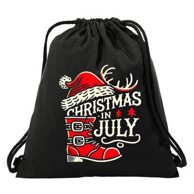 Christmas In July Funny Elf For Summer Xmas Delights Drawstring Bag