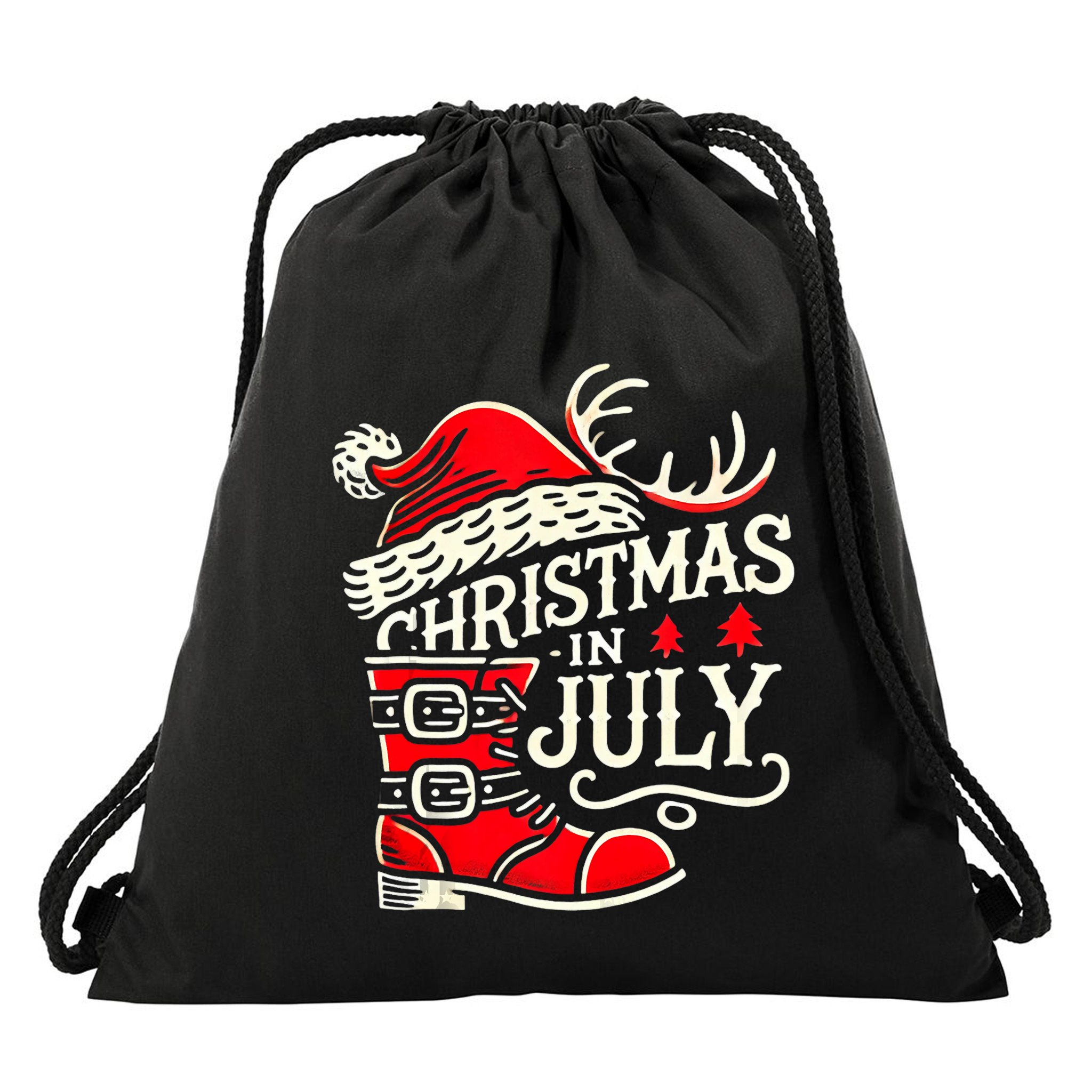 Christmas In July Funny Elf For Summer Xmas Delights Drawstring Bag