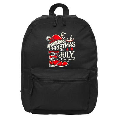 Christmas In July Funny Elf For Summer Xmas Delights 16 in Basic Backpack