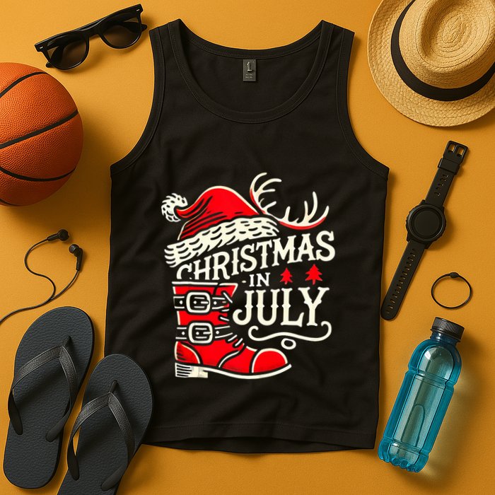 Christmas In July Funny Elf For Summer Xmas Delights Tank Top