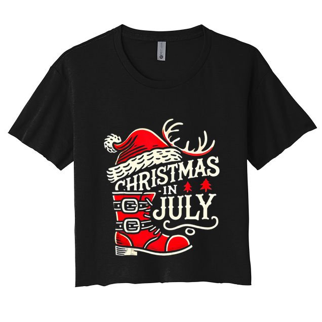 Christmas In July Funny Elf For Summer Xmas Delights Crop Top