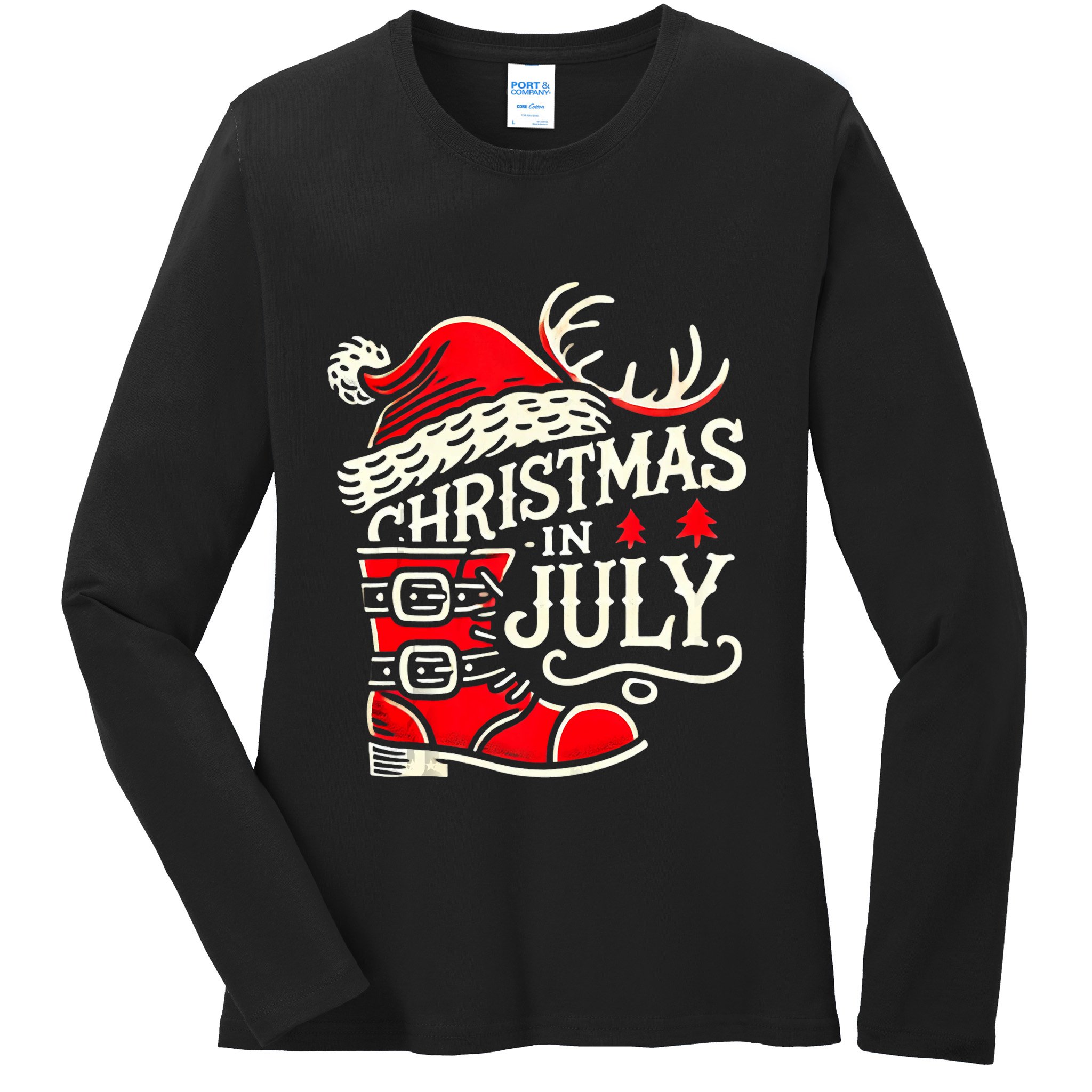 Christmas In July Funny Elf For Summer Xmas Delights Ladies Long Sleeve Shirt