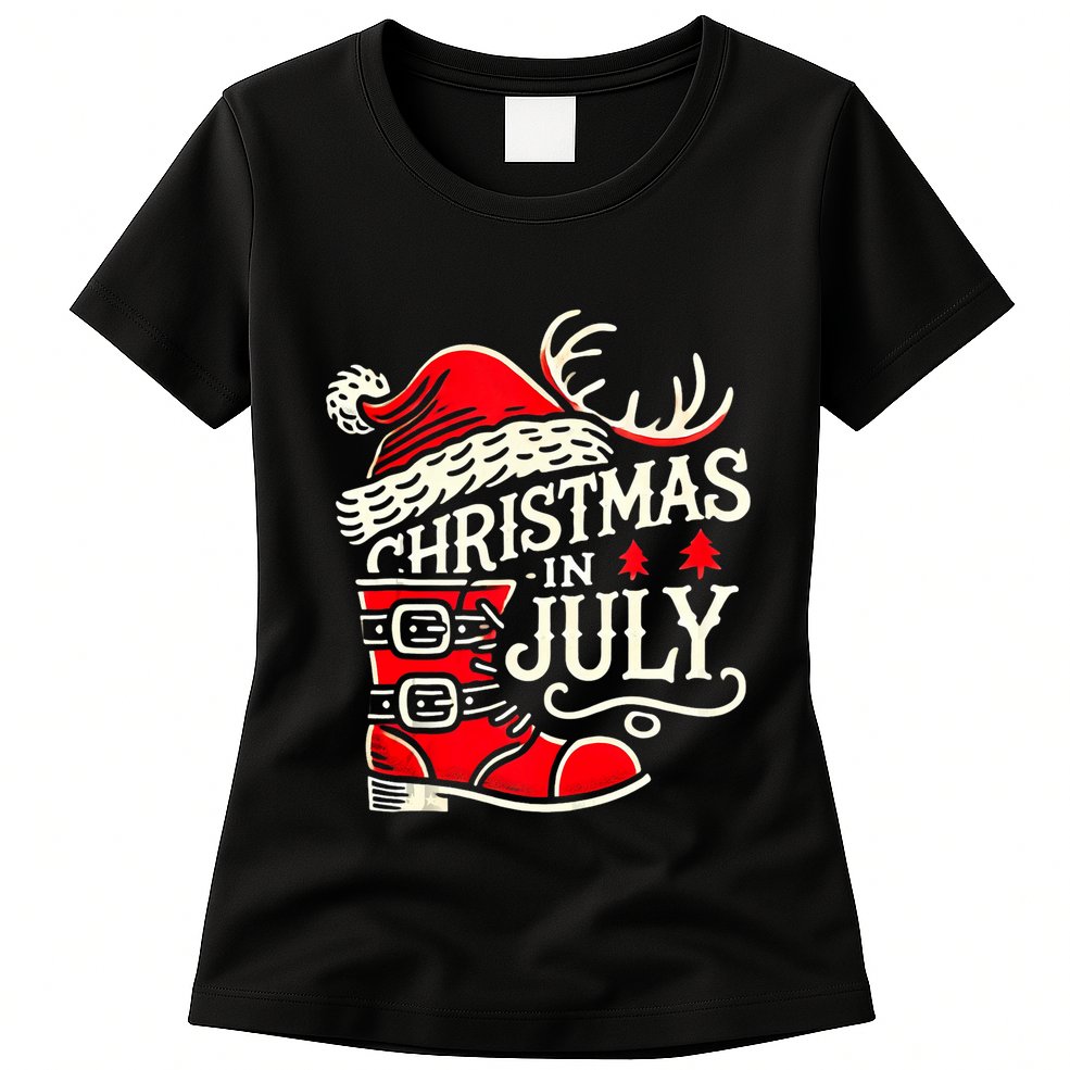 Christmas In July Funny Elf For Summer Xmas Delights Womens T-Shirt