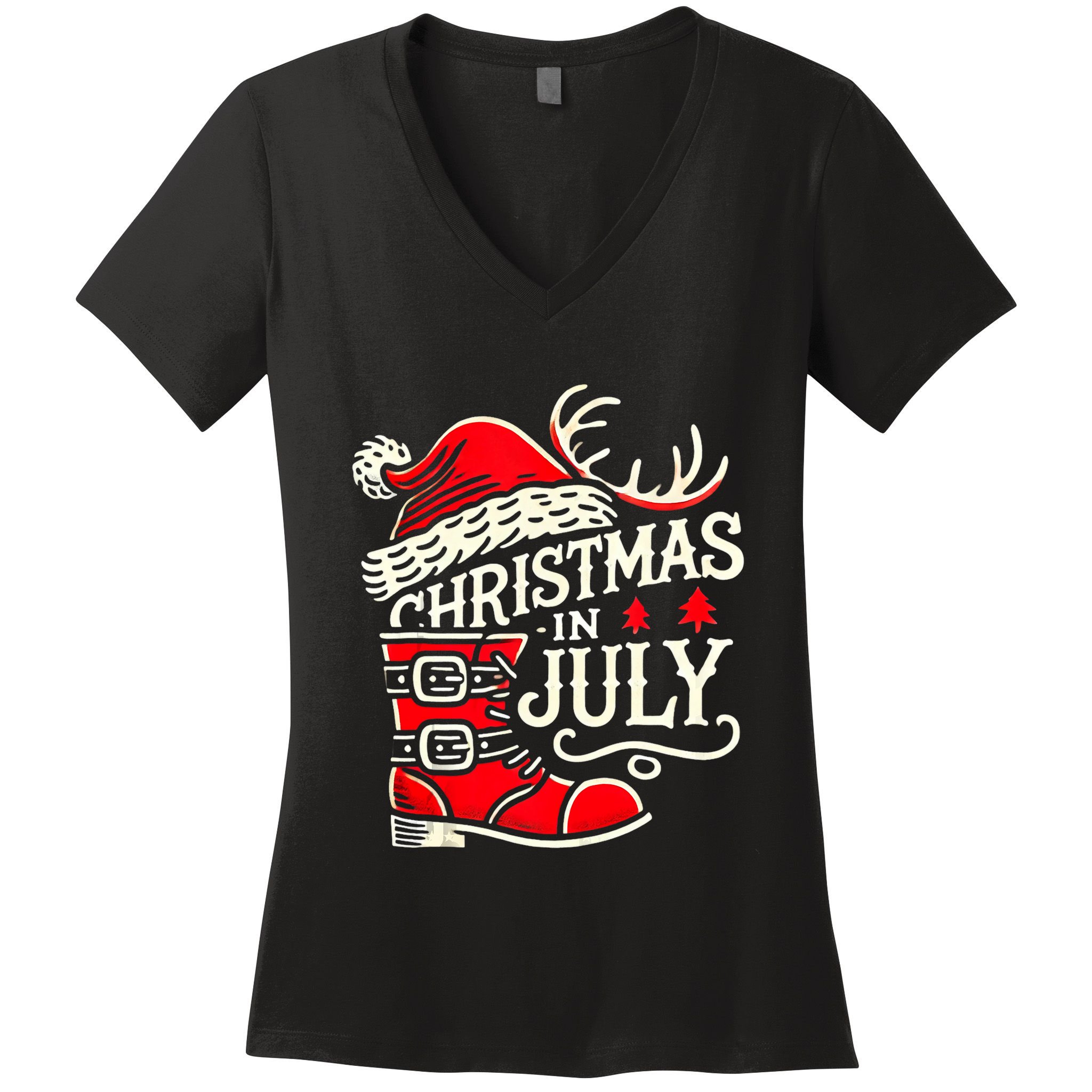 Christmas In July Funny Elf For Summer Xmas Delights Women's V-Neck T-Shirt