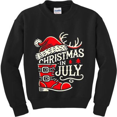 Christmas In July Funny Elf For Summer Xmas Delights Kids Sweatshirt