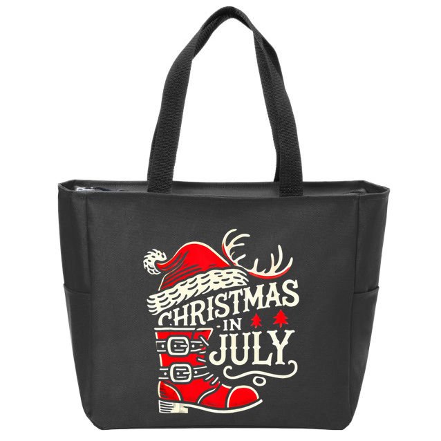 Christmas In July Funny Elf For Summer Xmas Delights Zip Tote Bag
