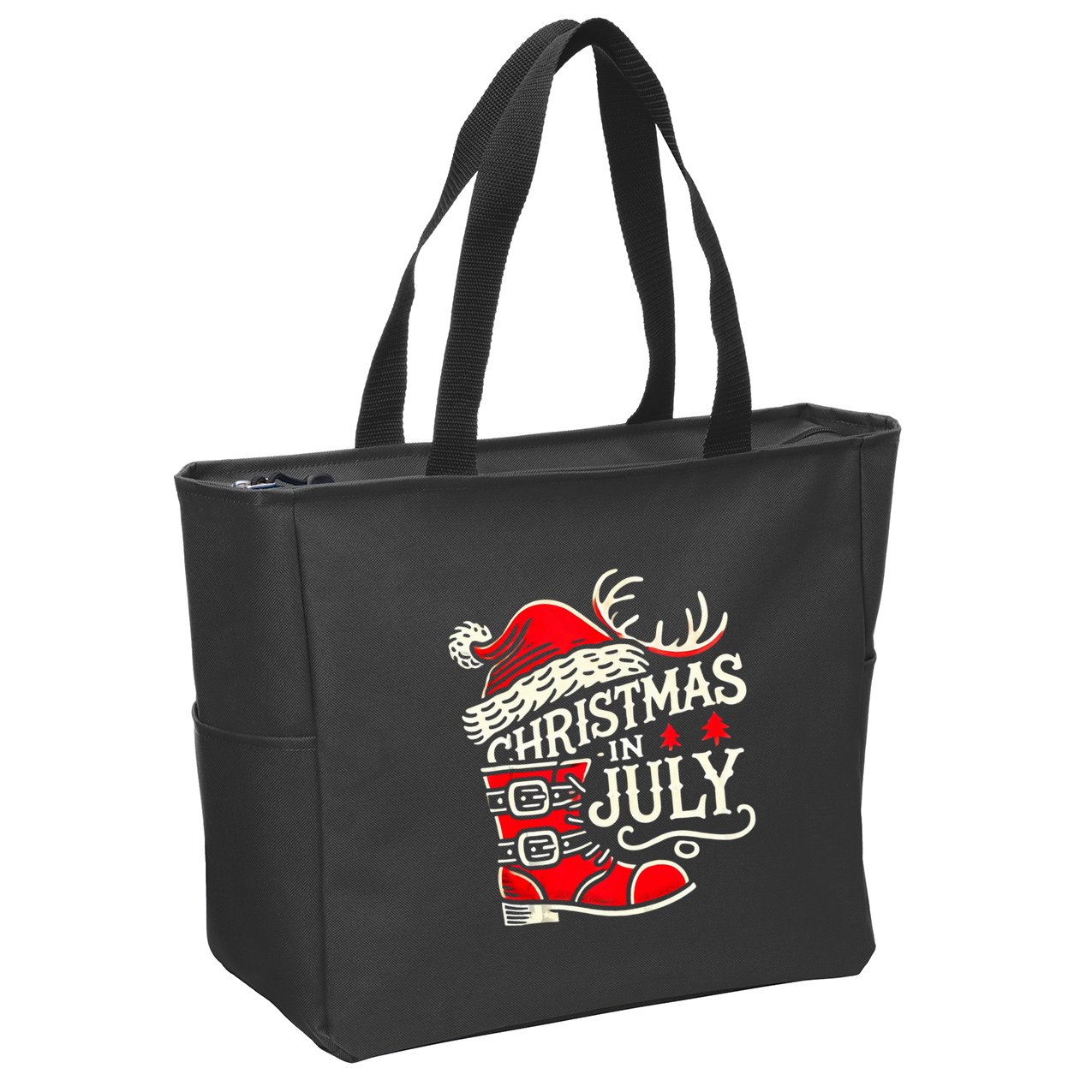 Christmas In July Funny Elf For Summer Xmas Delights Zip Tote Bag