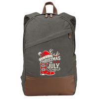 Christmas In July Funny Elf For Summer Xmas Delights Cotton Canvas Backpack