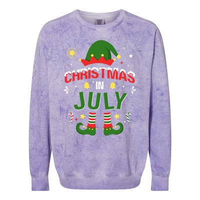 Christmas In July Funny Elf For Summer Xmas Colorblast Crewneck Sweatshirt