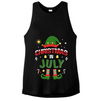 Christmas In July Funny Elf For Summer Xmas Ladies PosiCharge Tri-Blend Wicking Tank