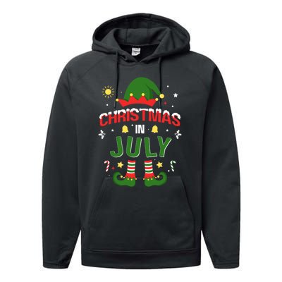 Christmas In July Funny Elf For Summer Xmas Performance Fleece Hoodie