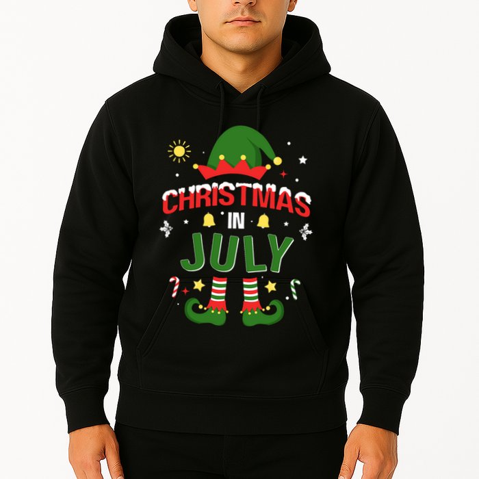 Christmas In July Funny Elf For Summer Xmas Hoodie