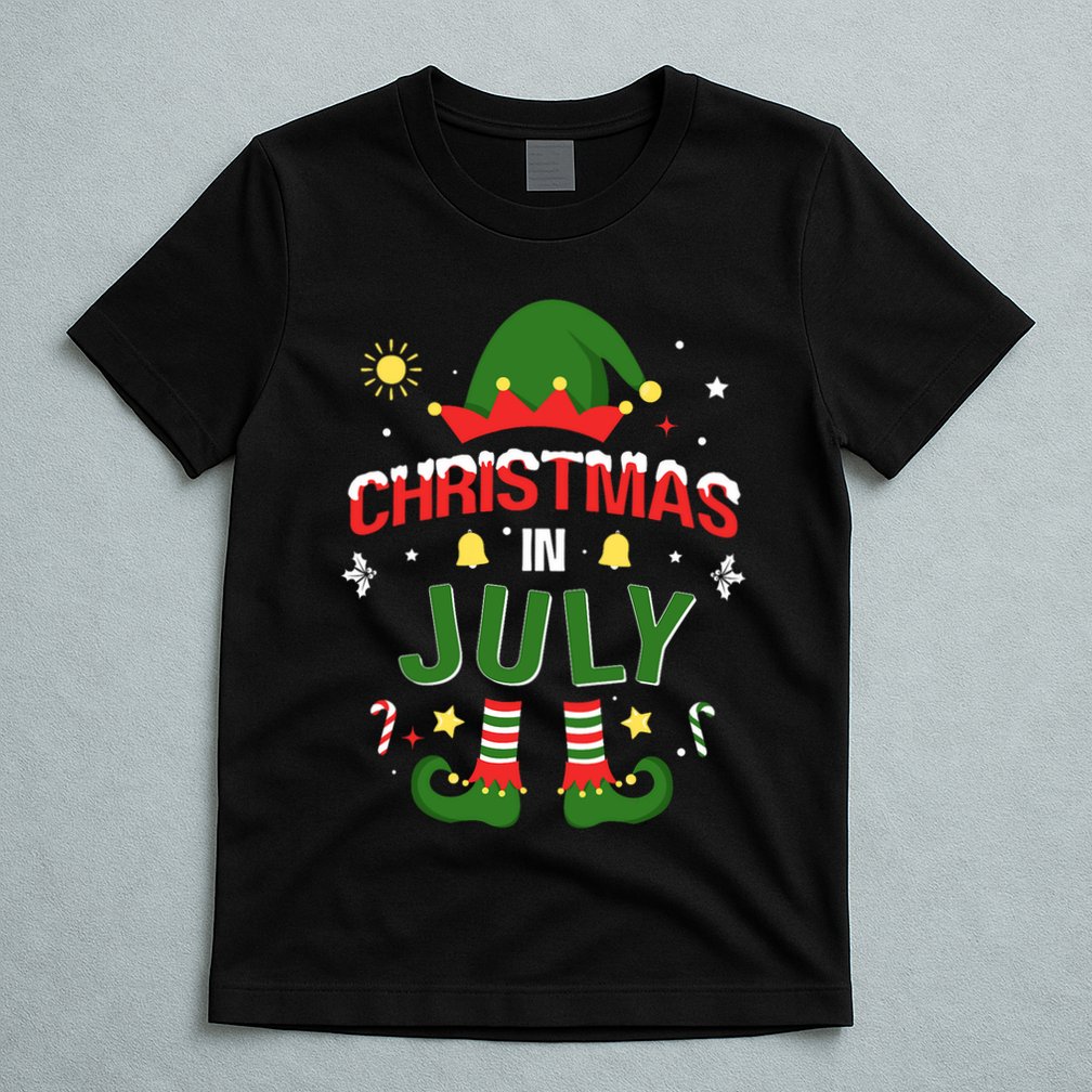 Christmas In July Funny Elf For Summer Xmas T-Shirt