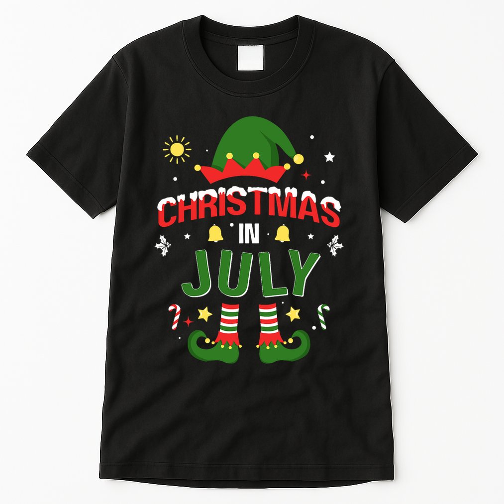 Christmas In July Funny Elf For Summer Xmas Tall T-Shirt