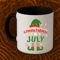 Christmas In July Funny Elf For Summer Xmas Mug