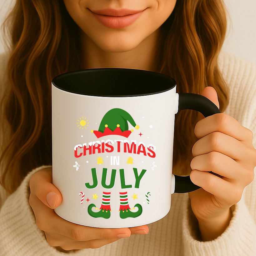 Christmas In July Funny Elf For Summer Xmas Mug