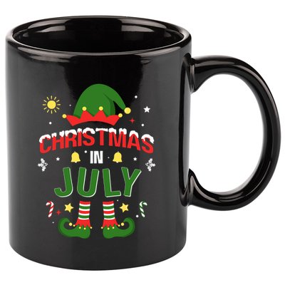 Christmas In July Funny Elf For Summer Xmas 11oz C Handle Ceramic Mug