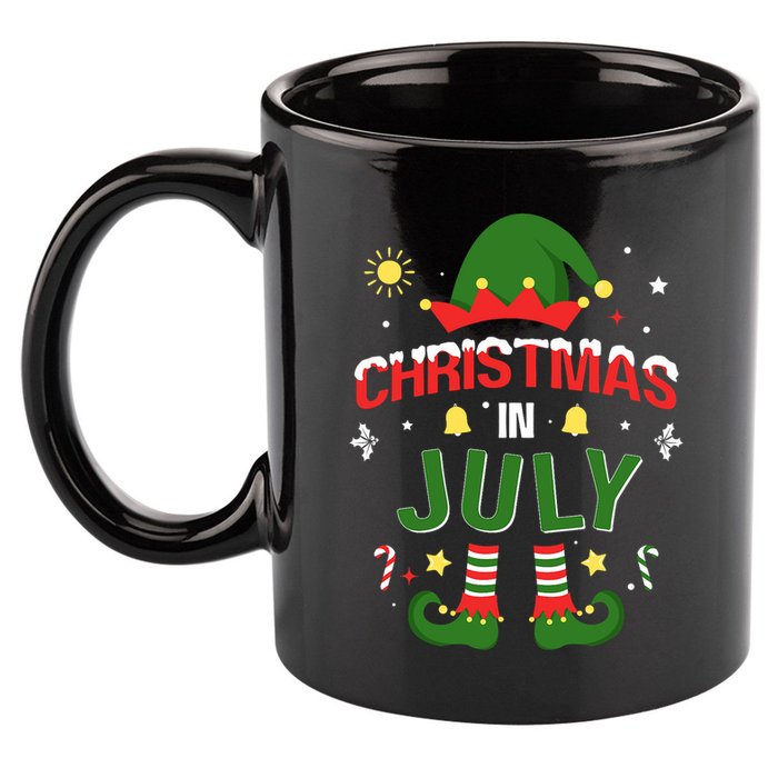 Christmas In July Funny Elf For Summer Xmas 11oz C Handle Ceramic Mug